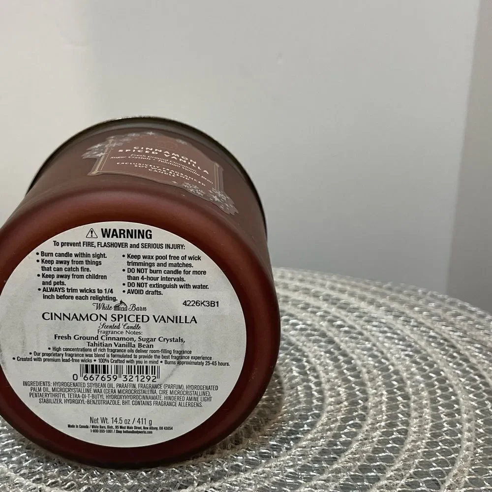 BBW Cinnamon Spiced Vanilla 3 Wick Scented Candle NWT